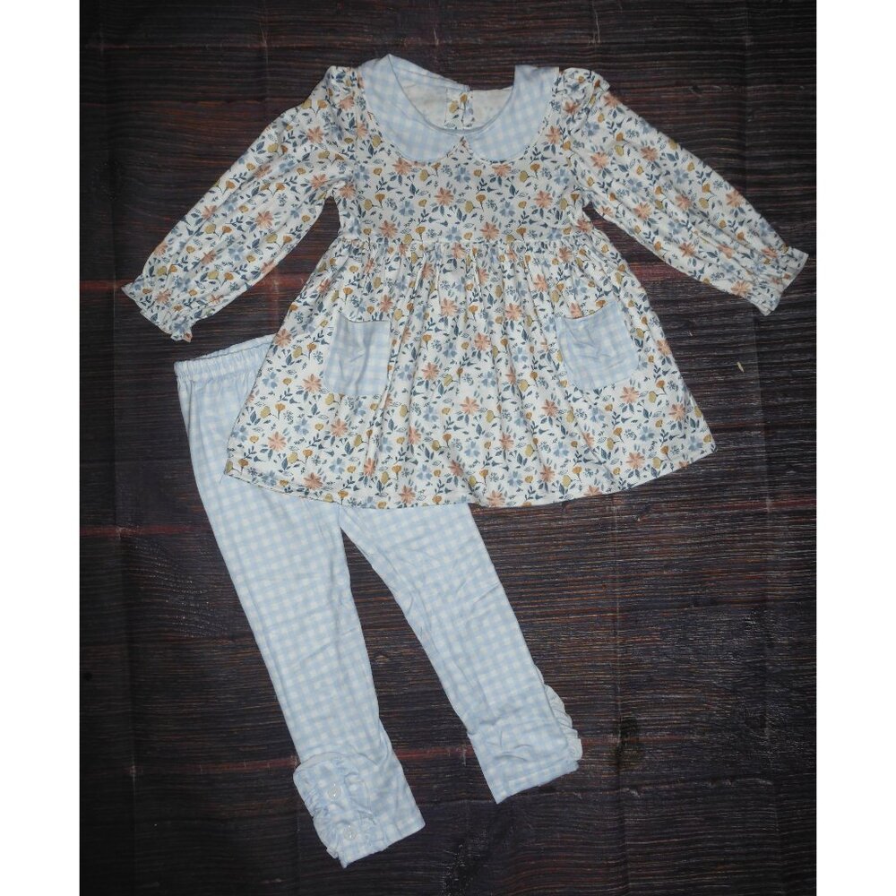 Boutique Floral Girls Pocket Tunic & Leggings Outfit Set